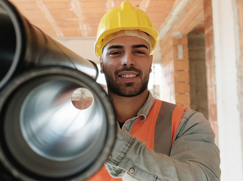Proud,People,Working,In,Construction,Site.,Portrait,Of,Happy,White